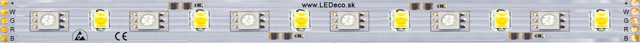 LED pás s prúd. drivermi,8+10W/m,24VDC,2x36LED/m,CRI>85,del. 166,66mm,12mm,RGB+4000K/750lm