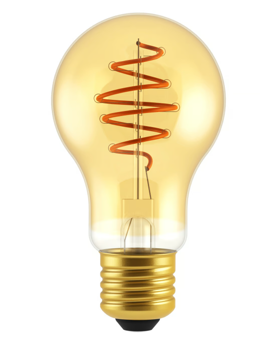 4W LED žiarovka, E27, 220V, 400lm, 2200K, CRI=80, 360°, jantárová, zlatisty povrch