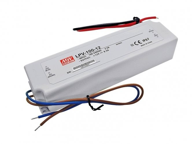 Nízkoprofilový napájací zdroj vodotesný napätový 100W/12VDC,káblový vstup/výstup,IP67,SELV