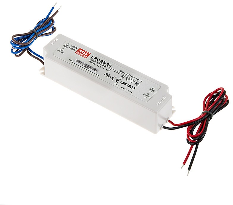 Nízkoprofilový napájací zdroj LPV vodotesný napätový35W/24VDC,kábl. vstup/výstup,IP67,SELV