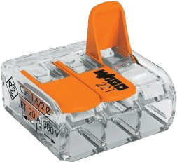 WAGO svorka, 221-413, 3x4mm, transparentná, univer.