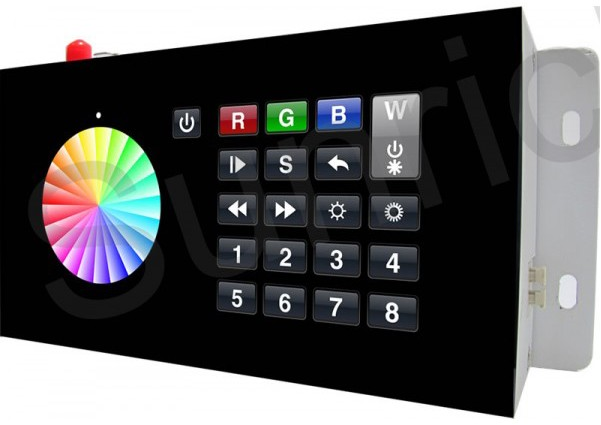 Nástenný dotykový ovládací panel RF WIFI, 8 zón, 12-24V DC, RGBW, out: DMX512