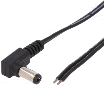 Kábel napájací DC, DC 5.5/2.1, D=0.25m, vidlica, čierny