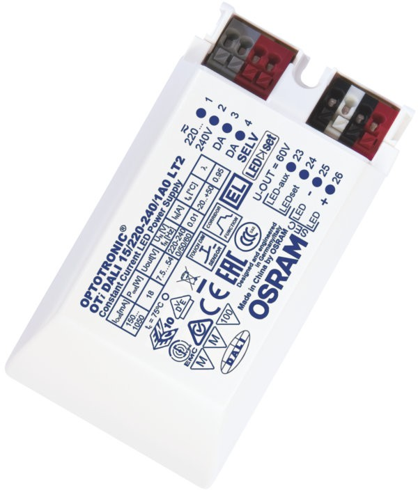 Stmievateľný napájací zdroj DALI pre LED s CC out 150-1050mA, 15W,1ch,7.5-54V Out