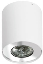 Prisadené svietidlo, 230V, max50W, GU10, výška12cm, priemer 10,2cm, biele/alu, valec