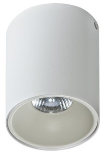 Prisadené svietidlo, 230V, 50W, GU10, výška14cm, priem9cm, valec, biely + biele vnútro