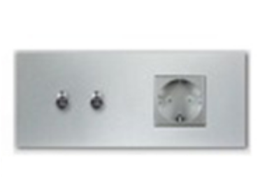 Dizajnový kryt NINA CARRE, 2x vypínač + 1x zásuvka, horizontálny, prírodný ALU elox