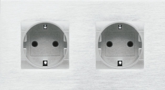 Dizajnový kryt na dvojzásuvku, 156x85mm, horizontálny, prírodný ALU elox