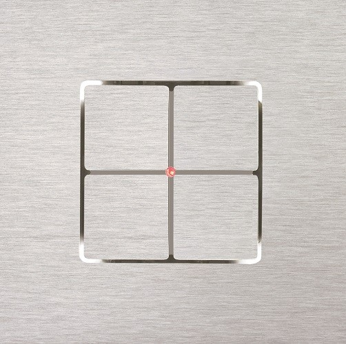 Vypínač LARA CARRE, 24V DC, 2/4 tlačítka, biele podsvietenie,červená kontrolka, ALU