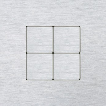 Dizajnový 4-vypínač s plochými tlačidlami LISA CARRE, 230V AC, prírodný ALU elox