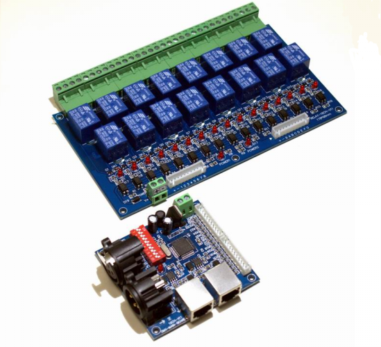 Relé doska, 16 kanalov, 12V DC, 2A/ch, externé ovládanie