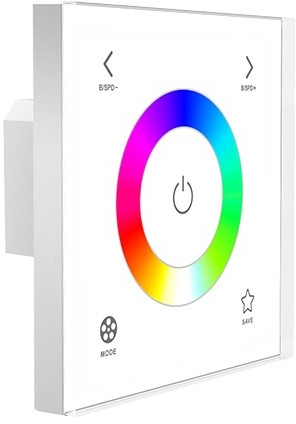 Nástenný dotykový ovládací RGB panel, 12-24V, 144W/288W, 4Ax3CH, Max 12A, IP20, biely
