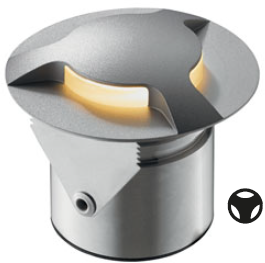 Zemné LED svietidlo, zapust. 1W,3000K,40lm,24VDC,10m kábel, 3-štrbinové, 316L,IP68