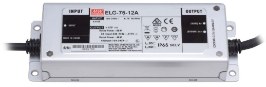 Napájací zdroj ELG, 60W,12VDC,nastaviteľ.potenciomet, SELV, stand-by 0,5W,IP65,100-305VAC