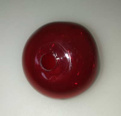 Guľa sklenená, nepravidelná,priemer 90mm, červená,priemer otvoru pre LURE 10mm