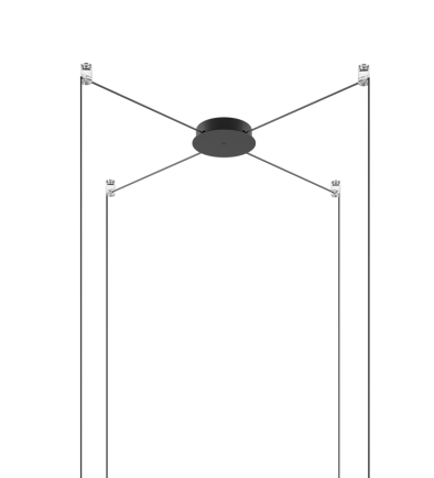 Radiálna podstava/rozeta na 4 svietidlá, vhodná na decentralizáciu, matná čierna