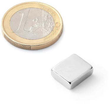 Magnet neodýmový, poniklovaný,3,6g, sila 3,2kg, magnetizácia N38, do 80 °C