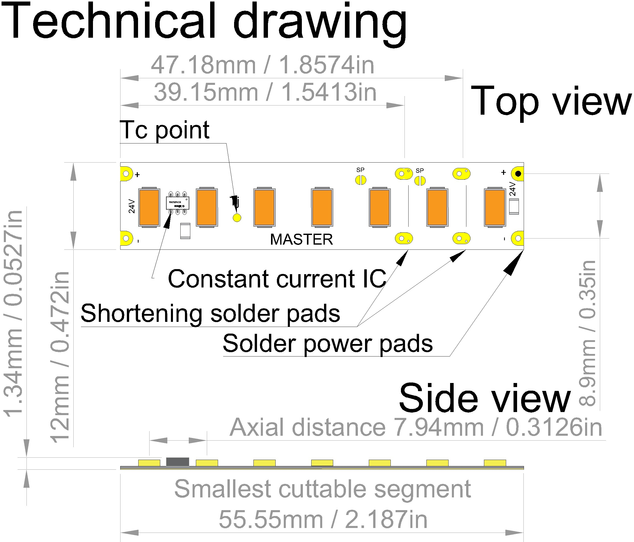 LED pás s prúd. driver,27W/m, 24VDC,126xLED/m,4000K,CRItyp85,del.55,55mm,12mm
