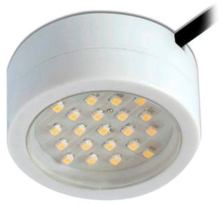 Nábytkové LED svietidlo, zapust/polozapust,230V,2W,CRI 65, 3300K, 85lm, biele, 1,5m kábel