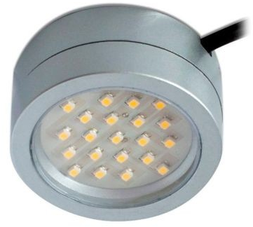 Nábytkové LED svietidlo,zapust/polozap.230V,2W,3300K,85lm,strieborný satén,1,5m káb