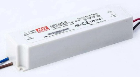 Nízkoprofilový napájací zdroj vodotesný napäťový 35W/5V DC, káblový vstup/výstup, IP67