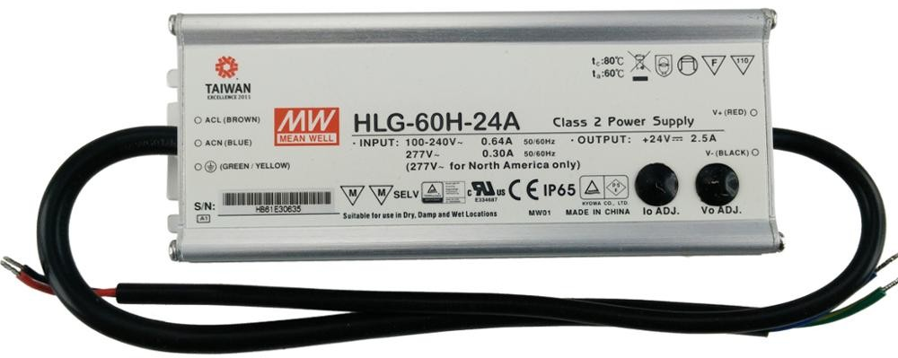 Vodotesný PROFI LED zdroj 60W, 24V DC, nastavitelný interným potenciometrom, SELV,  IP65