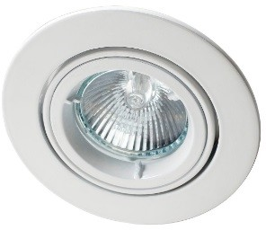 Podhľadové bodové svietidlo, kruh, biele, GU10, 230V AC, IP20, náklon 20°