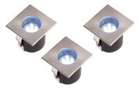 Set 3ks podlahových vodeodolných LED svietidiel, 230V, 3x0,7W, IP67, 55x55mmx70mm, ALU