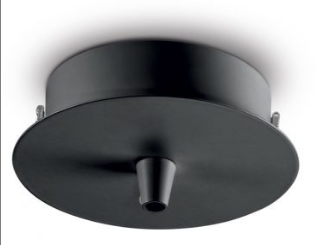 Kovová stropná rozeta pre spojenie káblov pre 1 svietidlo, okrúhla, čierna