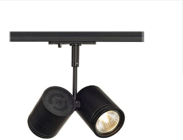 Bodové svietidlo BIMA-DUO pre 1-fázový lištový systém, max 50W, 230V, GU10, IP20, čierne