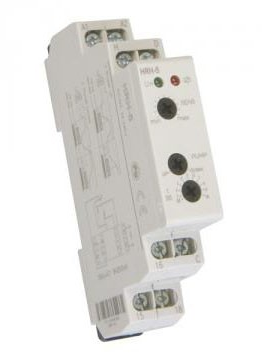 Hladinový spínač na DIN lištu, 24-240V AC/DC, 8A, 2 funkcie, nastaviteľný potenciometrom