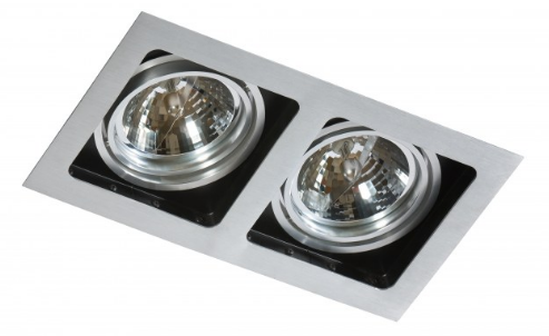 Zapustené 2- bodové svietidlo, 2x50W, 230V, GU10/ES111, IP20, ALU,19x35,5, WH/BK