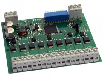 Kontrolér DMX, 9 kanálovx10A,7-24V DC, PWM out,max. 2.44Hz,CV, common ANODE-, Stand Alone