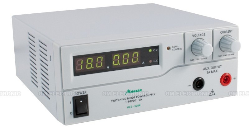 Spínaný laboratórny zdroj Manson, max60V, výstup 0-5A, vrátane softwéru