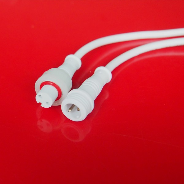 1 pár vodotesných nap. konektorov pre monochromatické pásy, 20cm kábel, MALE+FEMALE