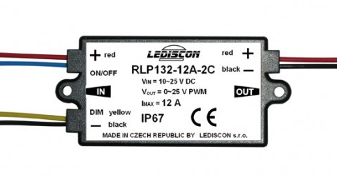 Regulátor 1-kanál, 12A, 10-25VDC, s externým ON/OFF, PWM vystup, s pamäťou, IP67