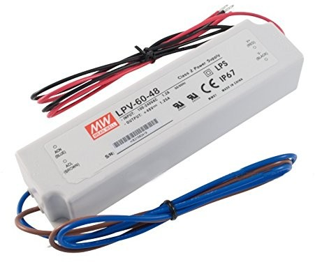 Nízkoprofilový napájací zdroj vodotesný napäťový 60W/48V DC, káblový vstup/výstup, IP67