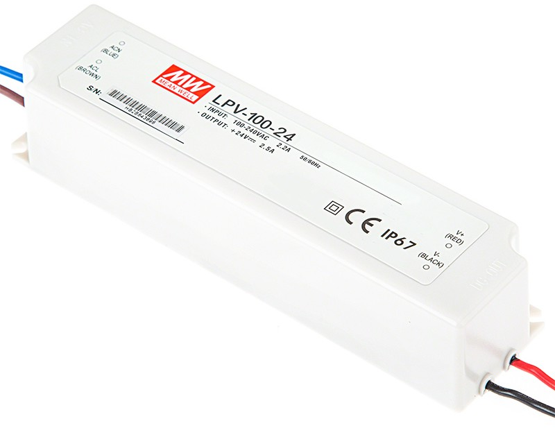 Nízkoprofilový napájací zdroj vodotesný napätový 100W/24VDC,káblový vstup/výstup,IP67,SELV