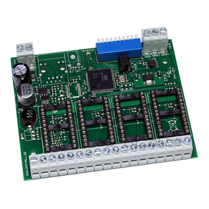 DMX 4ch kontroler s vymenitelnymi modularnymi CC drivrami (dodane bez) , DMX512/RDM, 9-48V