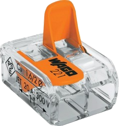 WAGO svorka, 221-412, 2x4mm, transparentná, univer