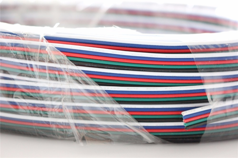 Plochy Kábel 5zilovy, RGBW, 5x0,34mm2(22AWG), farebne znaceny, pocinovany 