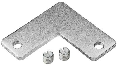 1ks rohový konekto pre spájanie ALU profilov GARliano/GARgano/CATania30/40, 2 skrutky,oceľ