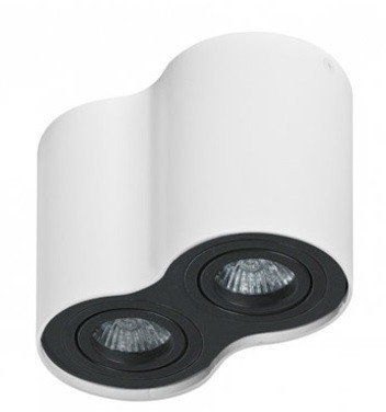 Prisadené svietidlo, double, 230V, max2x50W, GU10, nakloniteľné, valec, bielo čierne