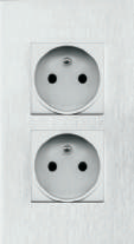 Dizajnový kryt na dvojzásuvku pre zásuvku ARNO, vertikálny, prírodný ALU elox