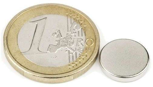 Magnet neodýmový, poniklovaný, 1.7g, magnetická sila do 1.6kg, do 80 °C