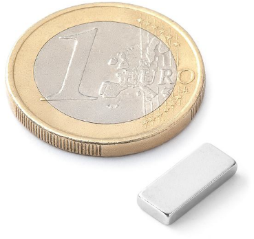 Magnet neodýmový, poniklovaný, 0,9g, magnetická sila do 1,1kg, do 80 °C