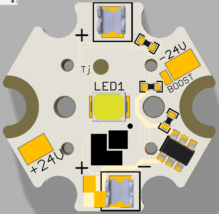 LED modul s 18V Vf LED na STAR HEX,3000K,2xIDC7 AWG26,CC driver 20/45mA, 24VDC,ESD