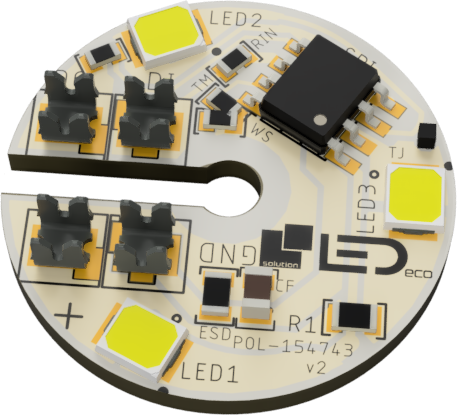 21.2mm LED Modul 24VDC SPI TM1814,3x18/36mA,kruhovy s 2x IDC1 AWG26/0.14mm2,4000K