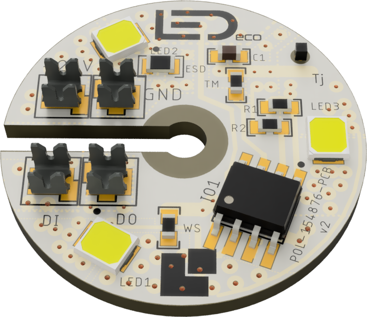 25mm LED Modul 24VDC SPI WS2811,3x 18mA LED High VF,kruhovy, bez konektorov,2700K