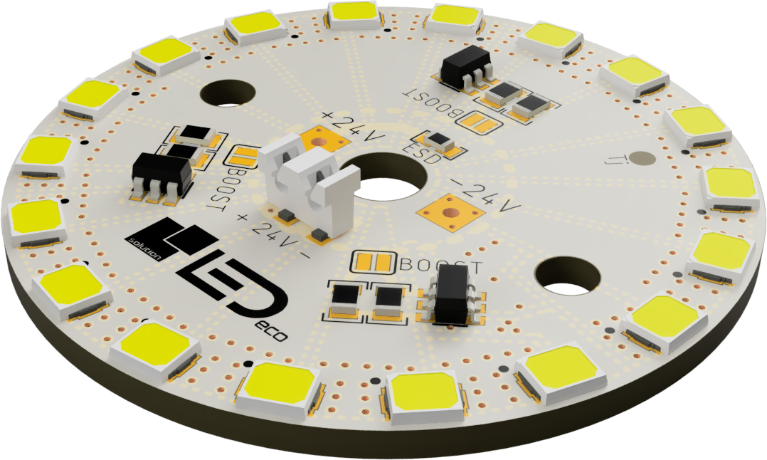 LED modul TYCKY 24VDC,FR4, 3xIC,18x E2835, vystup na kable,300Lm/2.16W;420Lm/3.5W 5700K